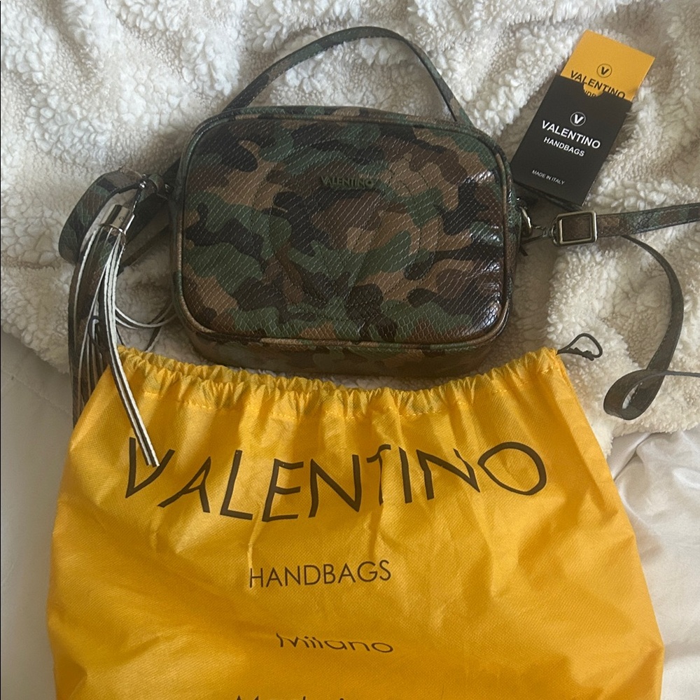 Valentino Green and Brown Camouflage Handbag